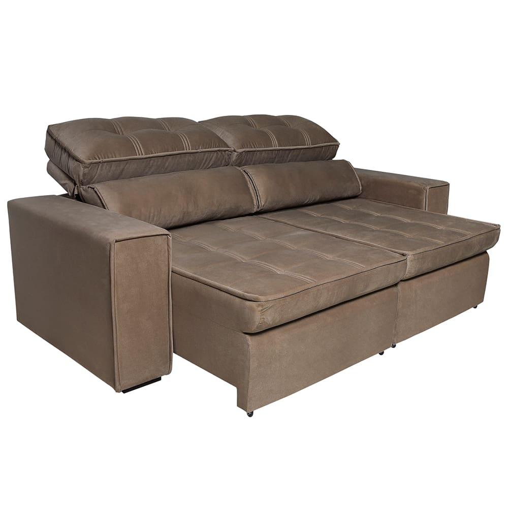 Sofá 5 Lugares Luizzi Bugatti II com Retrátil e Reclinável, Revestido em Tecido Veludo Plush e 251 cm de Largura - 3