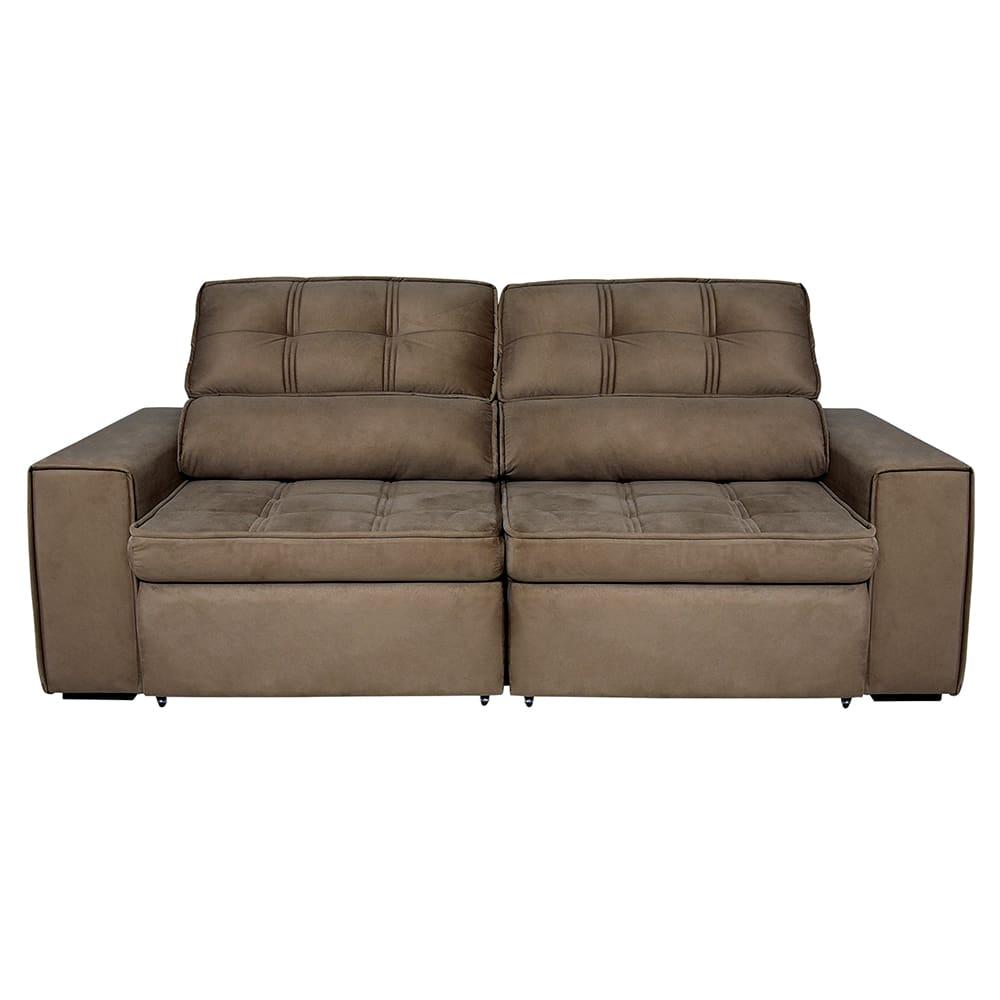 Sofá 5 Lugares Luizzi Bugatti II com Retrátil e Reclinável, Revestido em Tecido Veludo Plush e 251 cm de Largura - 1