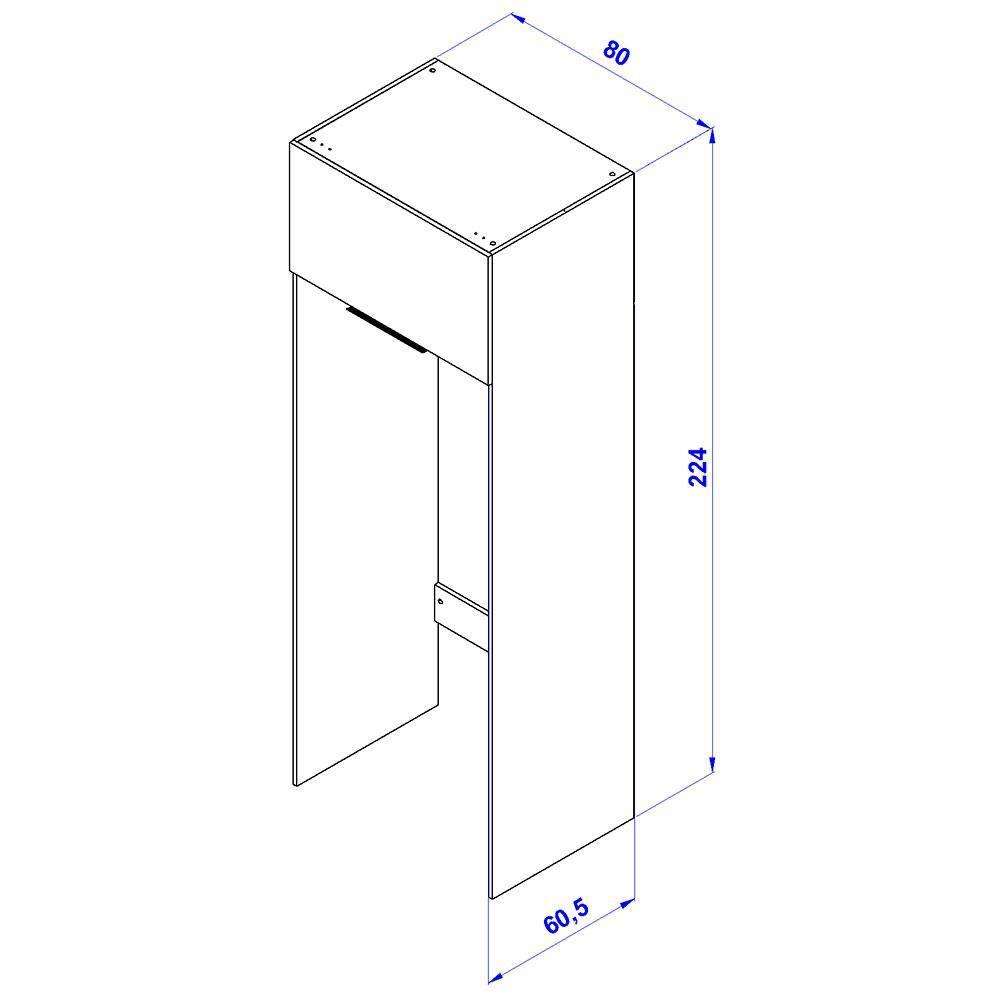 Armário de Geladeira Bartira Cristal MDP 15mm com 1 Porta e Lateral - 80cm de largura - 8