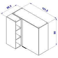 Armário Aéreo de Canto Bartira Cristal MDP 15mm com 1 Porta e 2 Prateleiras - 101,8cm de largura - 8