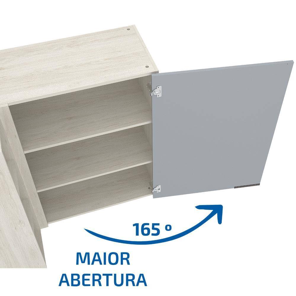 Armário Aéreo de Canto Bartira Cristal MDP 15mm com 1 Porta e 2 Prateleiras - 101,8cm de largura - 4