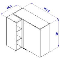 Armário Aéreo de Canto Bartira Cristal MDP 15mm com 1 Porta e 2 Prateleiras - 101,8cm de largura - 8
