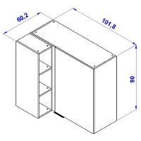 Armário Aéreo de Canto Bartira Cristal MDP 15mm com 1 Porta e 2 Prateleiras - 101,8cm de largura - 8