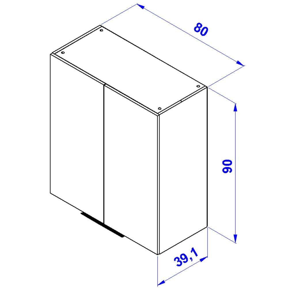 Armário Aéreo Bartira Cristal MDP 15mm com 2 Portas e 2 Prateleiras - 80cm de largura - 8