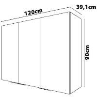 Armário Aéreo Bartira Cristal MDP 15mm com 3 Portas e 3 Prateleiras - 120cm de largura - 9