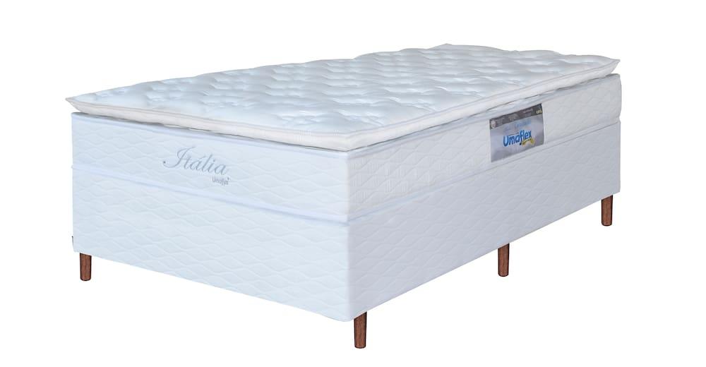 Cama Box Solteiro Umaflex Itália com Pillow Top e Molas Ensacadas 71x96x205 cm - Branco - 2