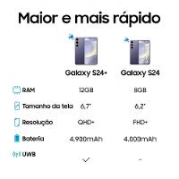 Smartphone Samsung Galaxy S24 5G Violeta 256GB, Tela 6.2", 8GB RAM, Inteligência Artificial, IP68, Processador Exynos 2400, Câmera Tripla Traseira - 9