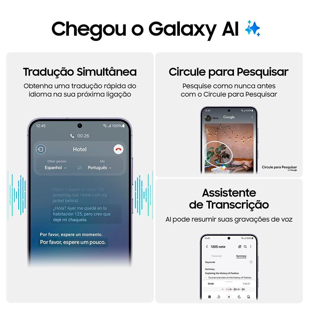Smartphone Samsung Galaxy S24 5G Preto 256GB, Tela 6.2", 8GB RAM, Inteligência Artificial, IP68, Processador Exynos 2400, Câmera Tripla Traseira - 7