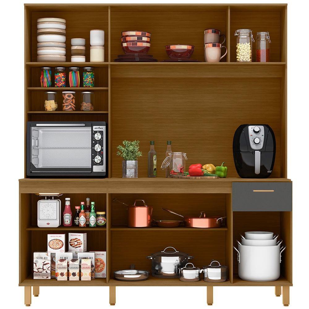 Cozinha Compacta Poliman Nuria com 9 Portas, 1 Gaveta e 4 Prateleiras - 180cm de largura - 3