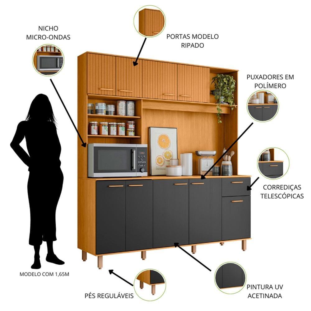 Cozinha Compacta Poliman Nuria com 9 Portas, 1 Gaveta e 4 Prateleiras - 180cm de largura - 4