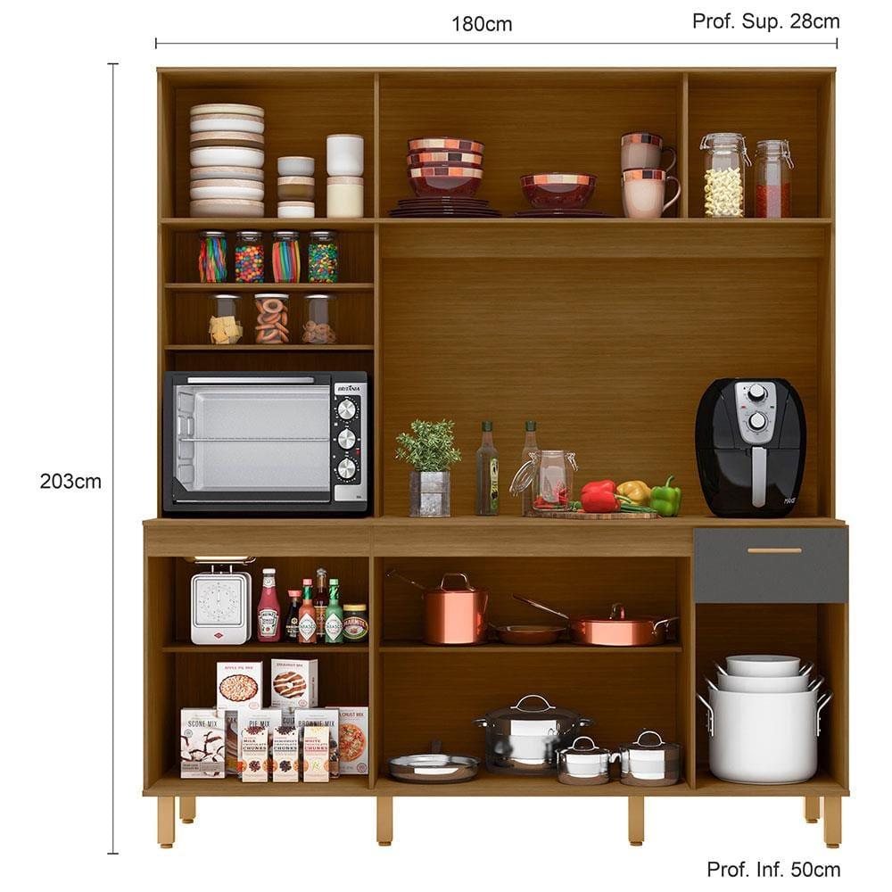 Cozinha Compacta Poliman Nuria com 9 Portas, 1 Gaveta e 4 Prateleiras - 180cm de largura - 5
