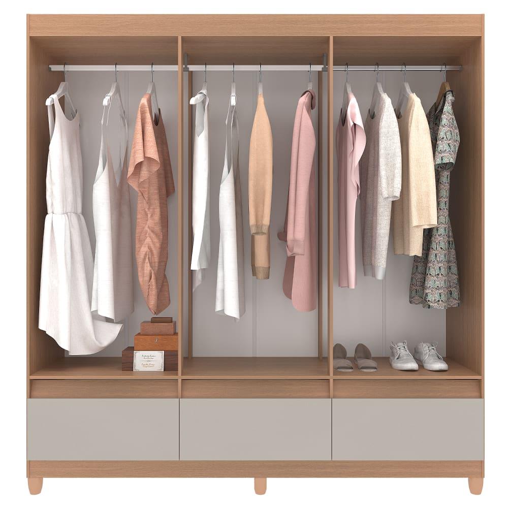 Guarda-Roupa Bartira Ilhéus com Cabideiro, 6 Portas de Bater, 3 Gavetas e 180cm de Largura - 4