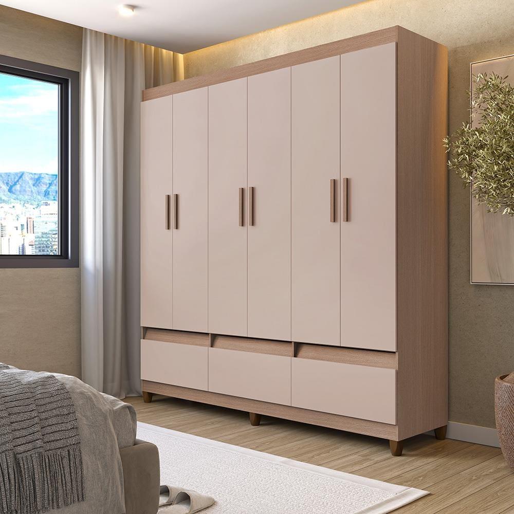Guarda-Roupa Bartira Ilhéus com Cabideiro, 6 Portas de Bater, 3 Gavetas e 180cm de Largura - 10