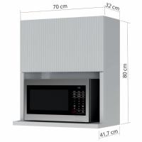Armário Aéreo Nesher Rainha em MDF 15mm com Nicho para Micro-ondas, 1 Porta e 1 Prateleira - 70cm de largura - 2