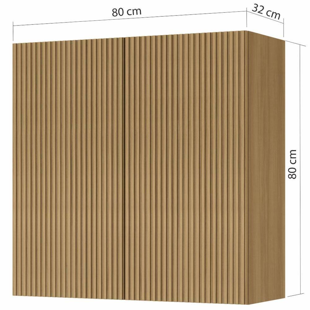 Armário Aéreo Nesher Rainha em MDF 15mm com 2 Portas e 1 Prateleira - 80cm de largura - 2