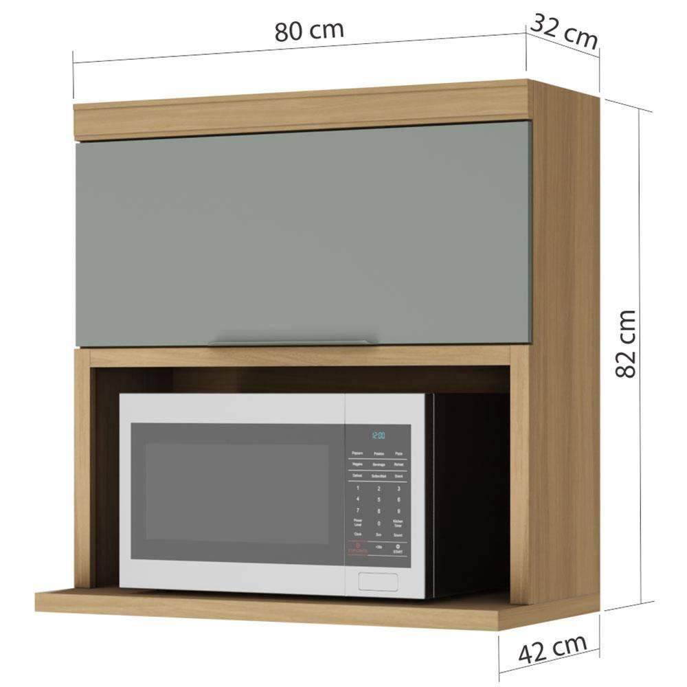 Armário Aéreo Nesher Marquesa em MDF 15mm com Nicho para Micro-ondas, 1 Porta e 1 Prateleira - 80cm de largura - 2