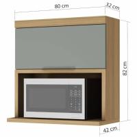 Armário Aéreo Nesher Marquesa em MDF 15mm com Nicho para Micro-ondas, 1 Porta e 1 Prateleira - 80cm de largura - 2