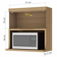 Armário Aéreo Nesher Marquesa em MDF 15mm com Nicho para Micro-ondas, 1 Porta e 1 Prateleira - 80cm de largura - 3