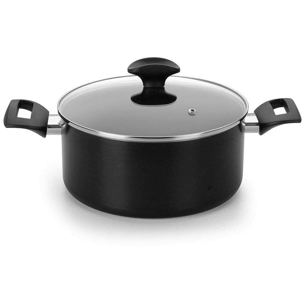 Conjunto de Panelas 5 Peças Multiflon Induct+ com Revestimento Antiaderente Quartzo, Fundo de Indução e Tampas com Saída de Vapor - Preto - 5