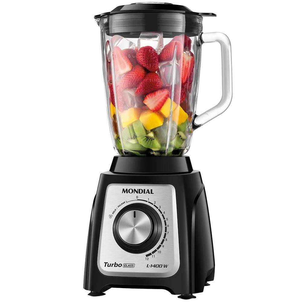 Liquidificador Mondial Turbo Glass L-1400 GI Preto/Inox 1400W com Jarra de Vidro - 1
