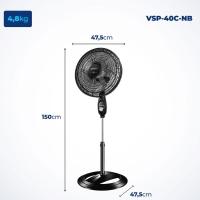 Ventilador de Coluna 40cm Mondial Super Power VSP40C 6 Pás 3 Velocidades - Preto/Prata - 7