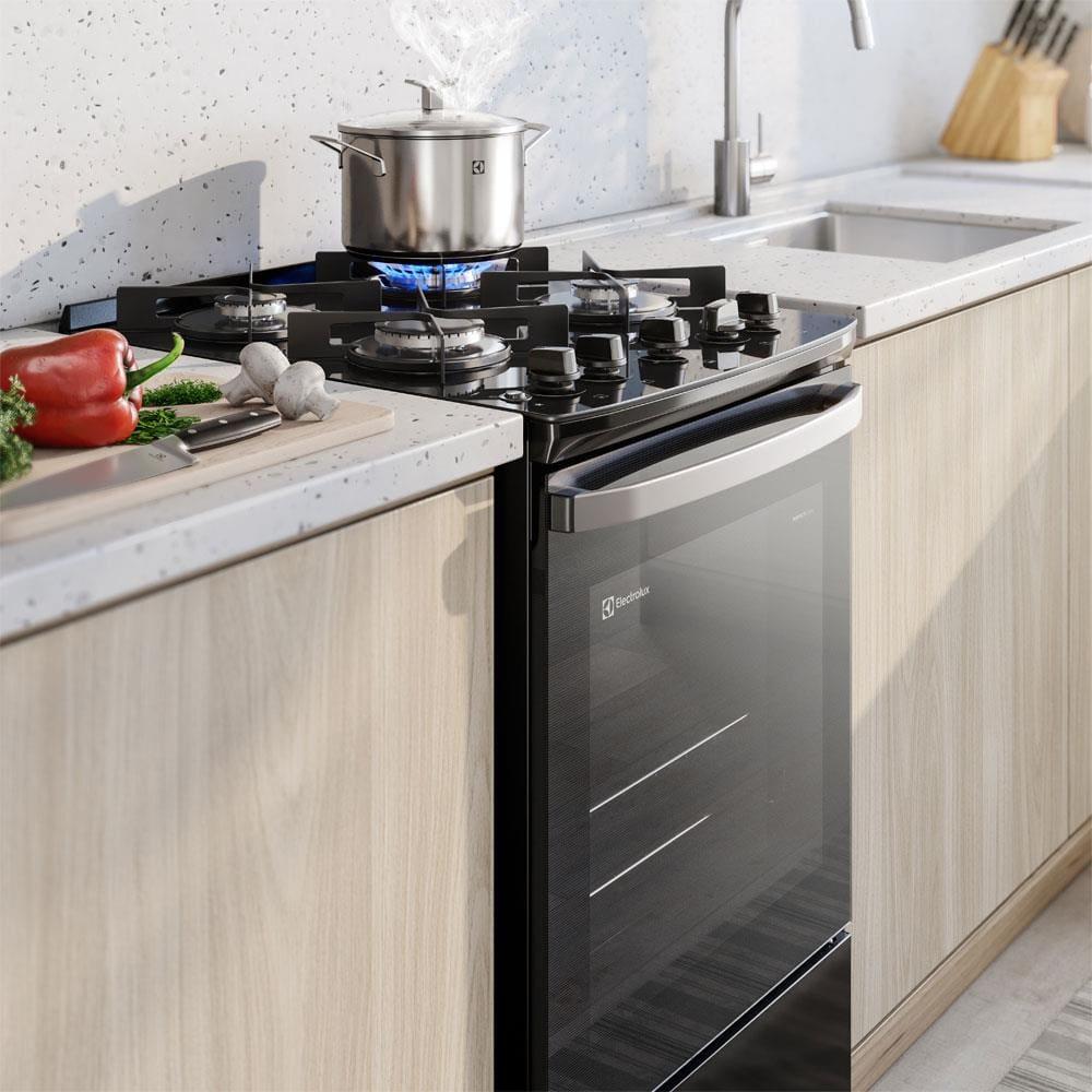 Fogão Electrolux 4 bocas Efficient FE4GP com Mesa de Vidro, PerfectCook, VaporBake e Acendimento Automático Bivolt – Preto - 5