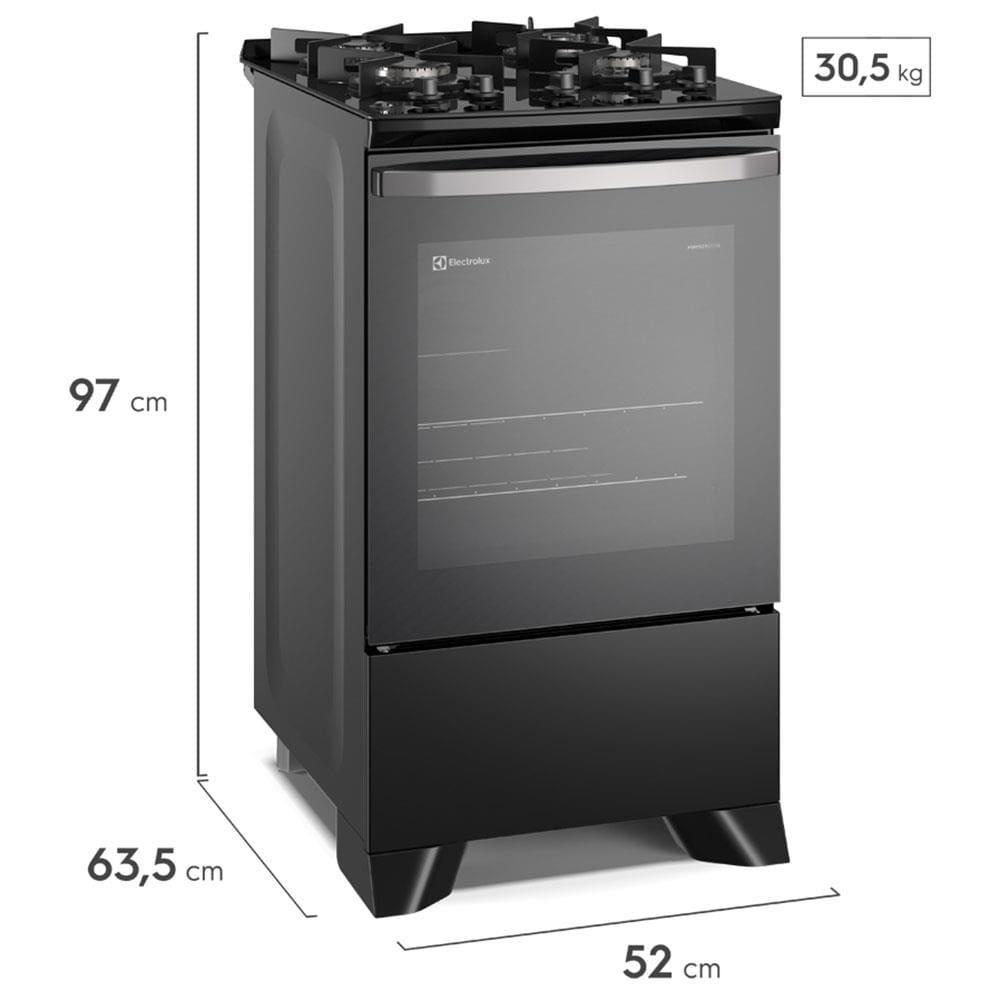 Fogão Electrolux 4 bocas Efficient FE4GP com Mesa de Vidro, PerfectCook, VaporBake e Acendimento Automático Bivolt – Preto - 6