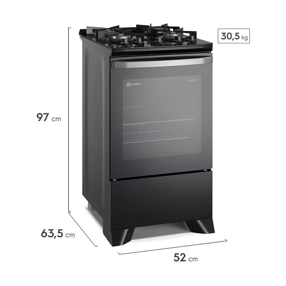 Fogão Electrolux 4 bocas Efficient FE4GP com Mesa de Vidro, PerfectCook, VaporBake e Acendimento Automático Bivolt – Preto - 8