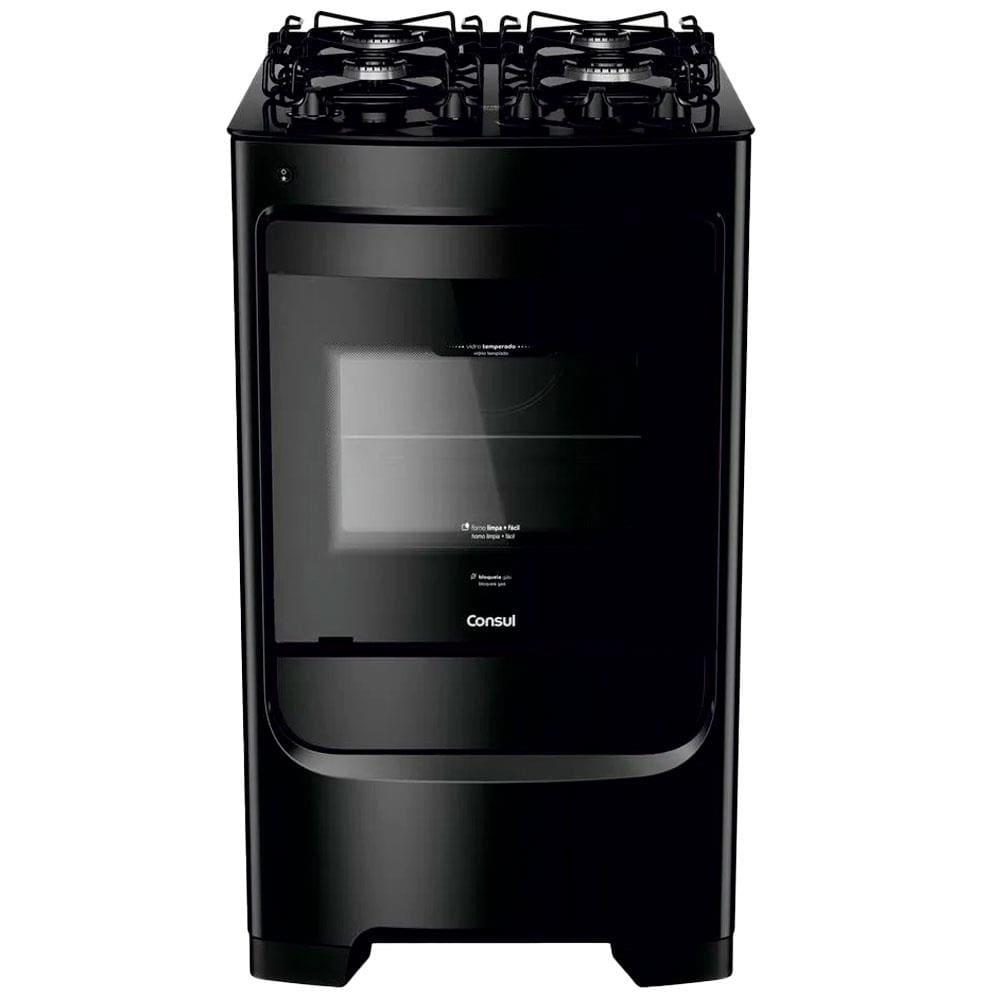 Fogão Consul 4 Bocas CFO4VBE com Mesa de Vidro e Grades Individuais Bivolt - Preto - 1