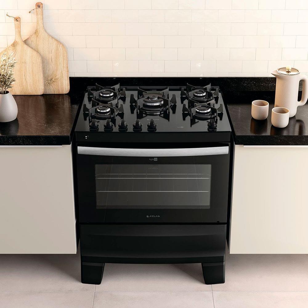 Fogão Atlas 5 Bocas Agile Up Glass com Mesa de Vidro e Acendimento Automático Bivolt - Preto - 6