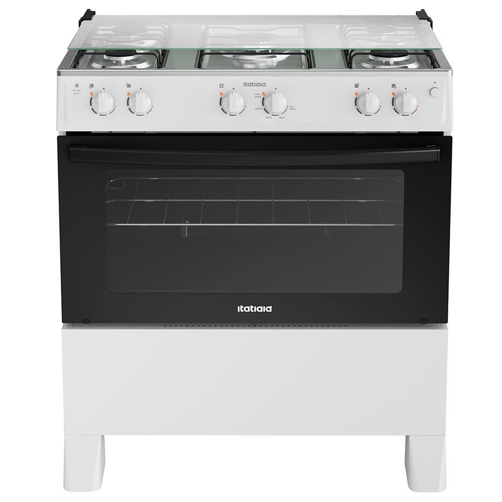 Fogão Itatiaia 5 Bocas Star New com Mesa em Inox e Acendimento Automático Bivolt - Branco - 1