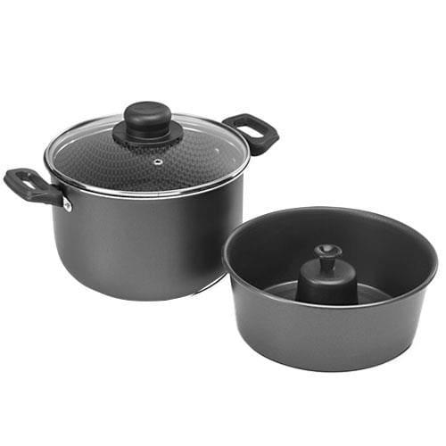 Jogo Banho-Maria 2 Peças Multiflon com Revestimento Antiaderente Ultra 7 e Tampa - Preto - 1
