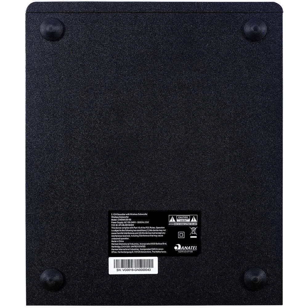 Soundbar JBL Cinema SB180 2.1 Canais Bluetooth ARC HDMI Subwoofer Sem Fio 110W - 5