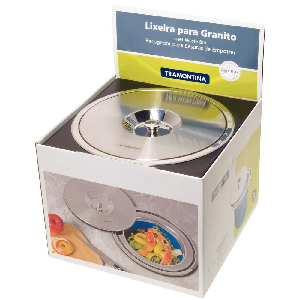 Lixeira de Embutir Tramontina com Tampa Clean 94518/005 em Aço Inox - 5 L - 3
