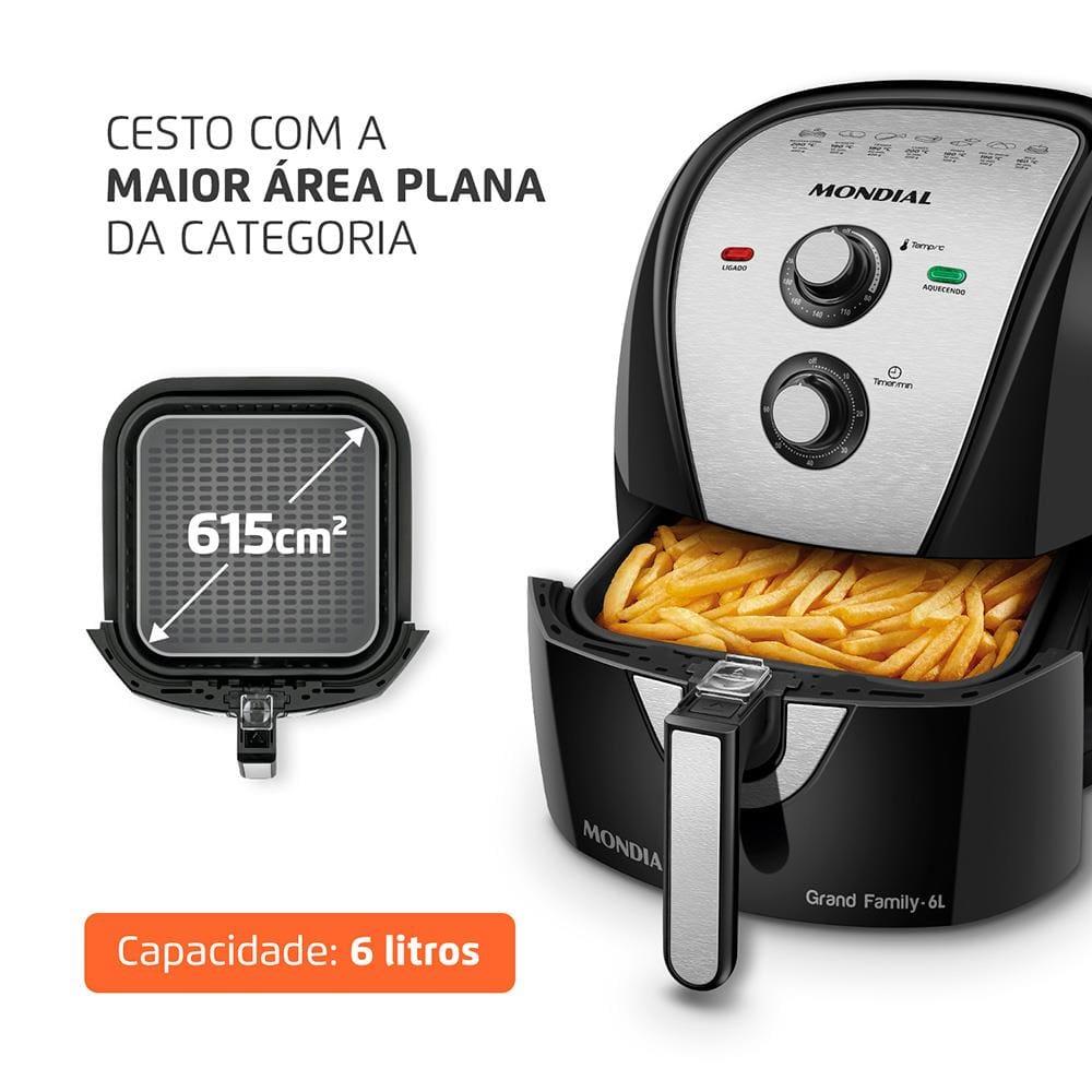Fritadeira Elétrica Sem Óleo Air Fryer Mondial AFN-60 6L Preta/Inox - 2