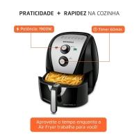 Fritadeira Elétrica Sem Óleo Air Fryer Mondial AFN-60 6L Preta/Inox - 7