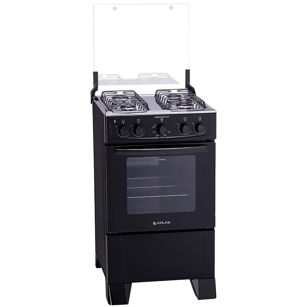 Fogão Atlas 4 Bocas Mônaco Plus com Mesa de Inox e Acendimento Automático Bivolt – Preto - 4