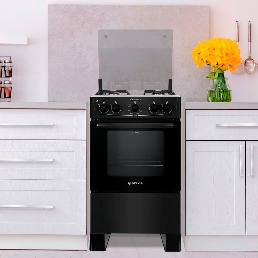 Fogão Atlas 4 Bocas Mônaco Plus com Mesa de Inox e Acendimento Automático Bivolt – Preto - 7