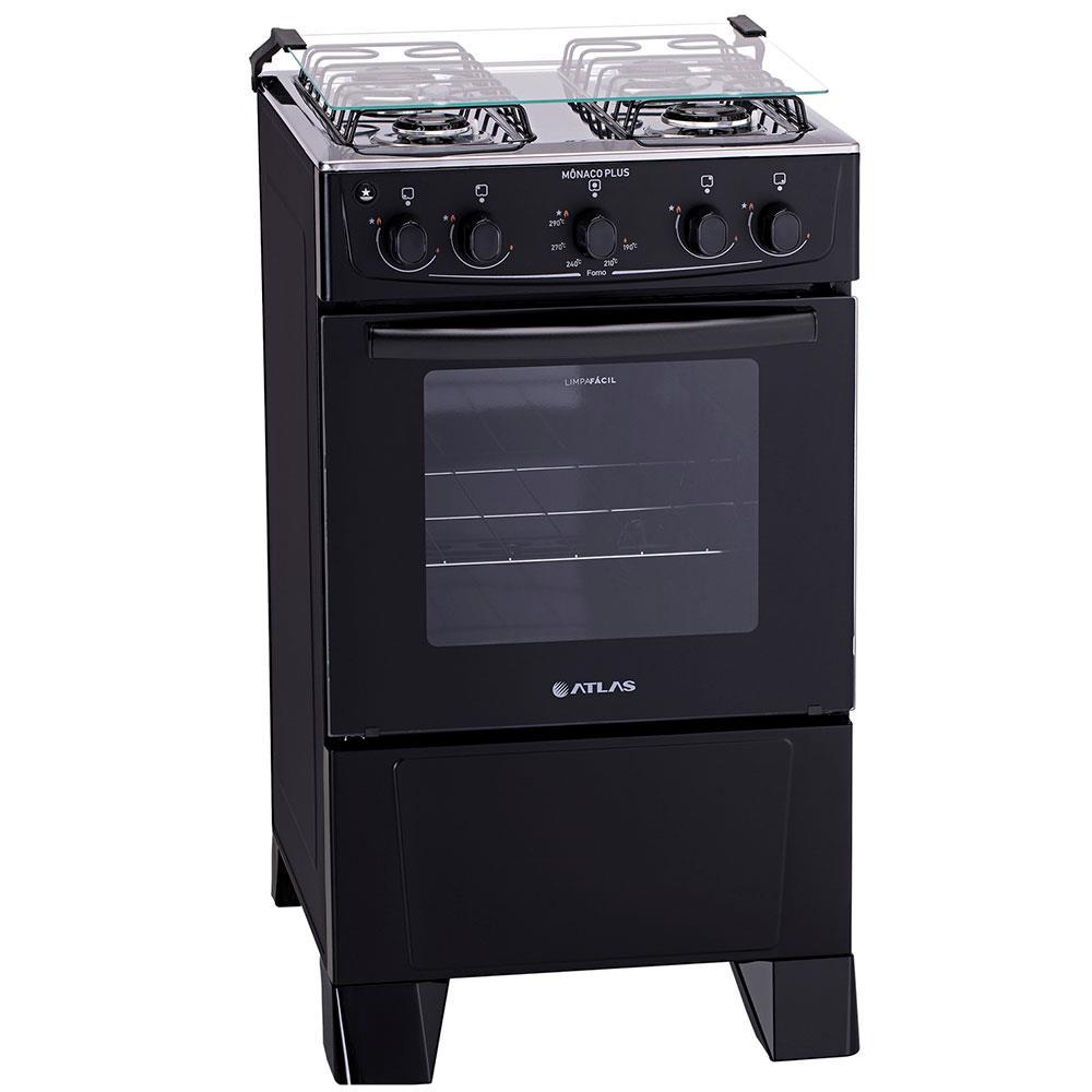 Fogão Atlas 4 Bocas Mônaco Plus com Mesa de Inox e Acendimento Automático Bivolt – Preto - 2