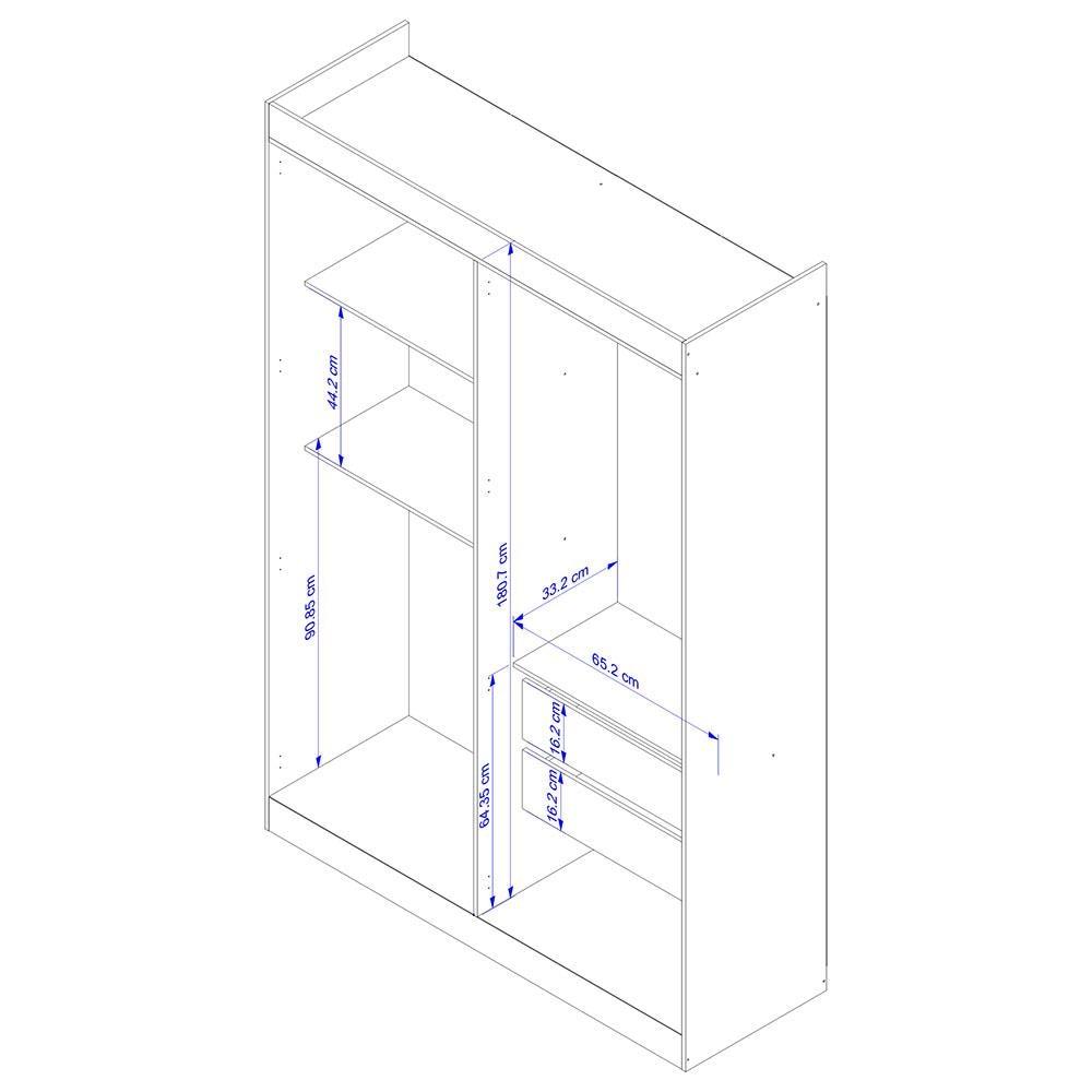 Guarda-Roupa Bartira Ville com 4 Portas, 2 Gavetas e 2 Prateleiras - 134cm de largura - 5
