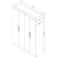 Guarda-Roupa Bartira Ville com 4 Portas, 2 Gavetas e 2 Prateleiras - 134cm de largura