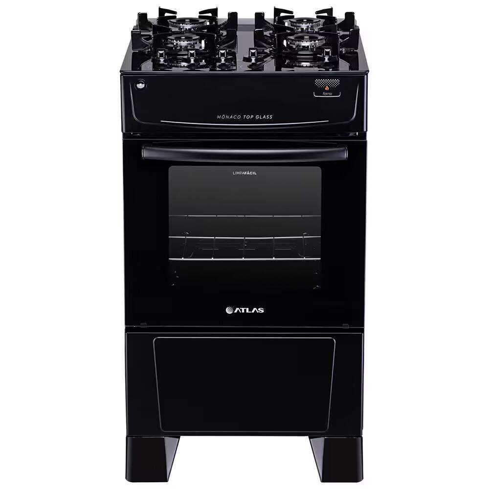 Fogão Atlas 4 Bocas Mônaco Top Glass com Mesa de Vidro e Acendimento Automático Bivolt – Preto - 2