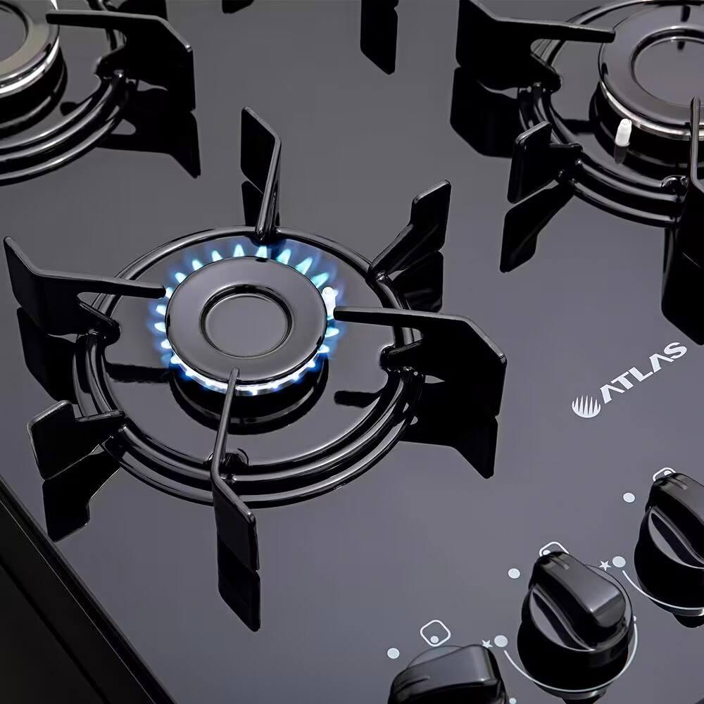 Fogão Atlas 4 Bocas Mônaco Top Glass com Mesa de Vidro e Acendimento Automático Bivolt – Preto - 7