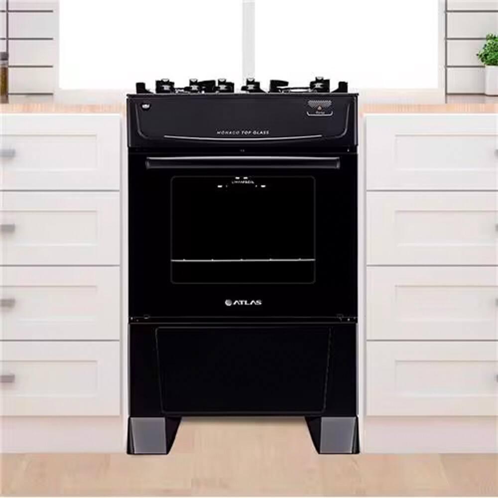 Fogão Atlas 4 Bocas Mônaco Top Glass com Mesa de Vidro e Acendimento Automático Bivolt – Preto - 8