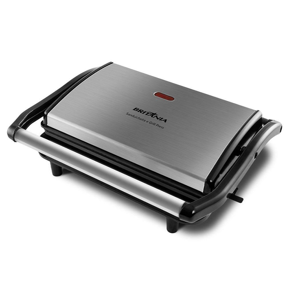 Sanduicheira Grill Britânia BGR27I Press 850W Antiaderente – Inox/Preta - 2
