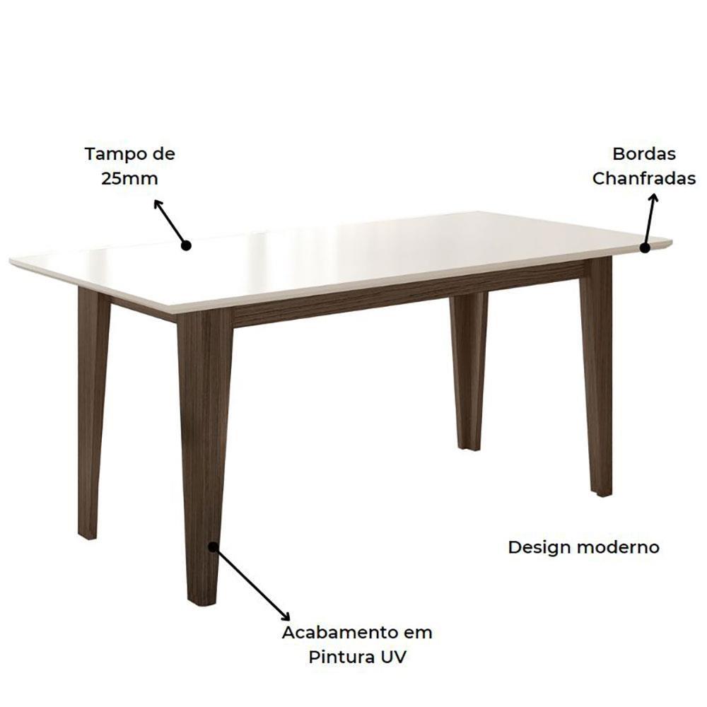 Mesa de Jantar Retangular Poliman Liz com 6 Cadeiras Estofadas e Revestidas em Suede - 160 cm de Largura - 5