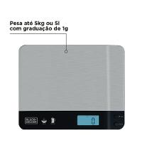 Balança de Cozinha Black Decker BC500 à Pilha com Acabamento em Inox e Capacidade de até 5kg - 7
