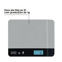 Balança de Cozinha Black Decker BC500 à Pilha com Acabamento em Inox e Capacidade de até 5kg - 8