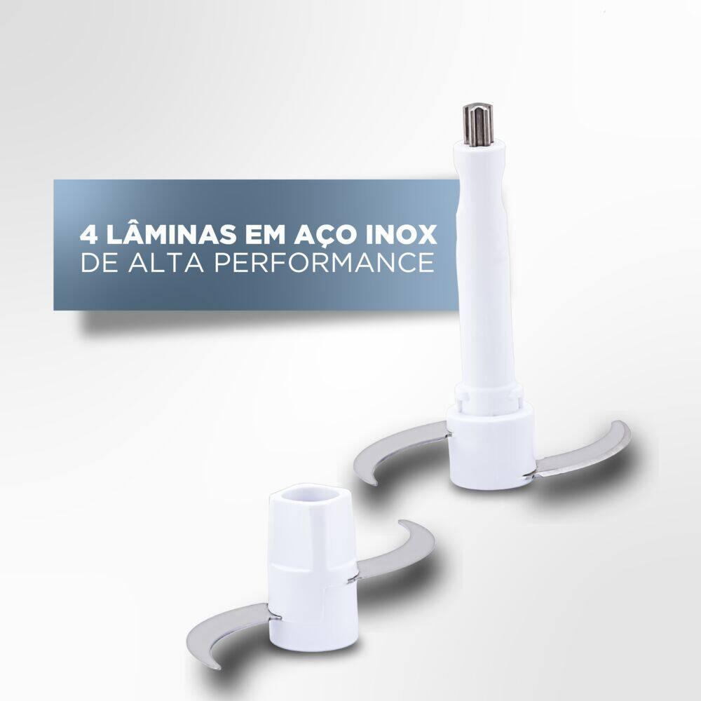 Miniprocessador de Alimentos Black Decker MP300G Antiaderente em Inox, Modo de 2 ou 4 Lâminas com 2 Velocidades - 300W - 8
