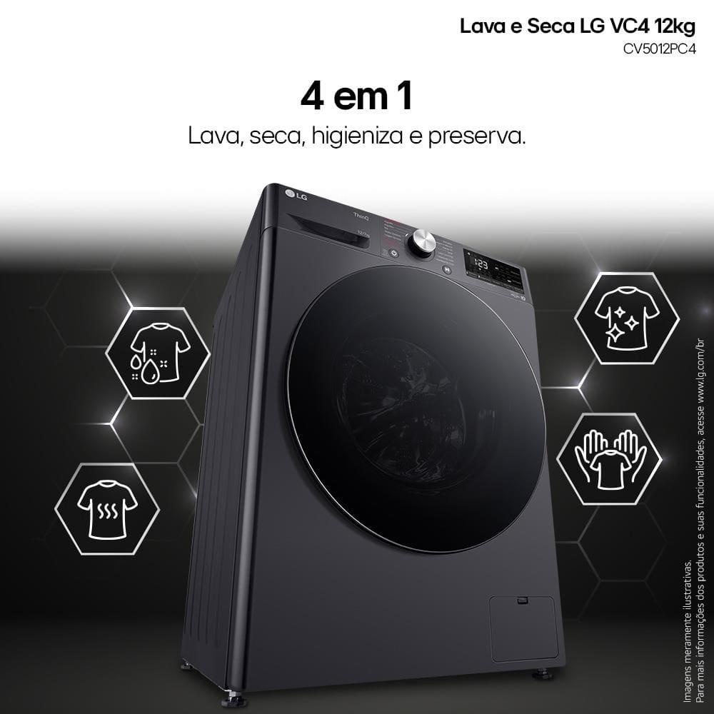 Lava e Seca LG 12Kg/7Kg Smart VC4 com Inteligência Artificial AI DD™ CV5012PC4 - Inox - 7